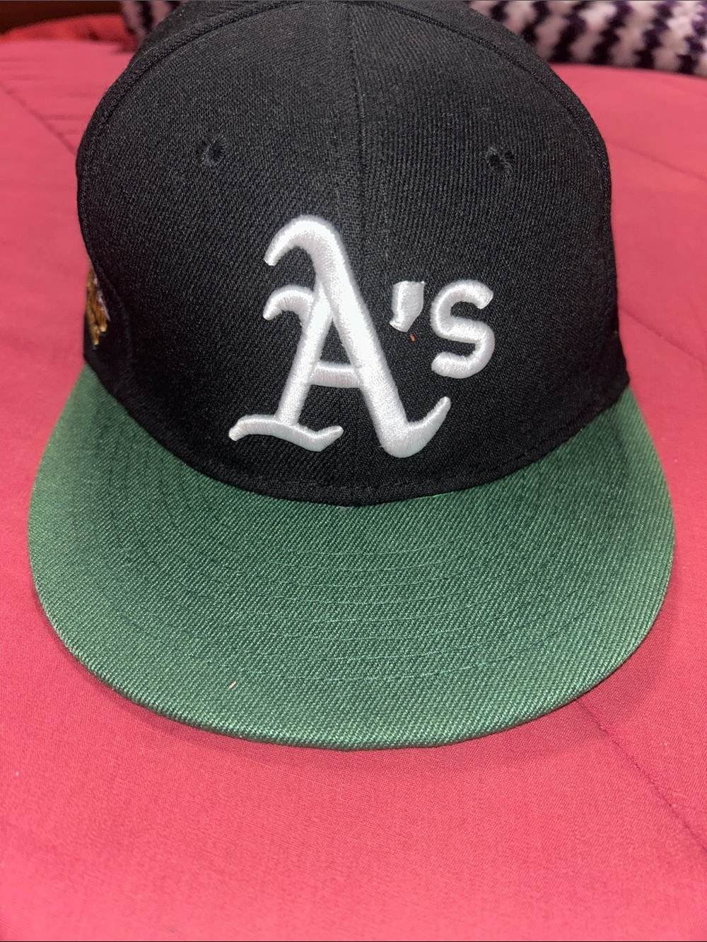 New Era 59Fifty- Men’s 7 3/8” Fitted Black Cap with Green Brim and White A's Log